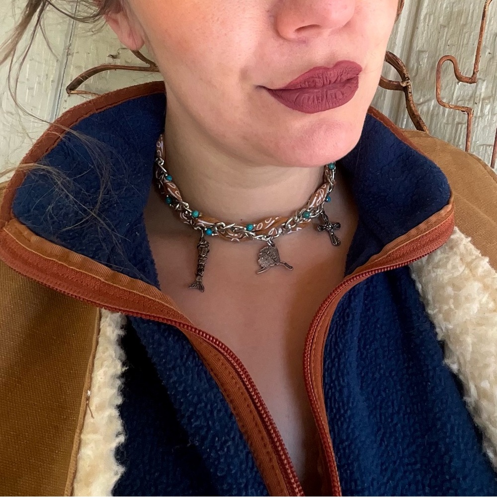 Reclaimed Braided Bandana Charm Necklace